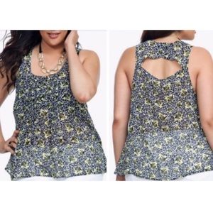 Torrid Floral Rose Leopard Chiffon Cutout Tank 0X